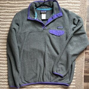 Patagonia Gray Fleece with Purple Trim